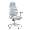 Sedia da ufficio professionale ERGO LINE W con rivestimento in tessuto grigio, schienale segmentato e struttura bianca di hjh OFFICE