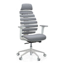 Sedia da ufficio professionale ERGO LINE W con rivestimento in tessuto grigio e struttura bianca di hjh OFFICE