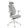 Sedia da ufficio professionale ERGO LINE W con rivestimento in tessuto grigio, schienale segmentato e struttura bianca di hjh OFFICE
