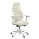 Sedia da ufficio professionale ERGO LINE W in Salted Caramel con rivestimento in tessuto beige e struttura bianca di hjh OFFICE