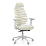Sedia da ufficio professionale ERGO LINE W in Salted Caramel con rivestimento in tessuto beige e struttura bianca di hjh OFFICE