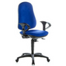 Sedia da ufficio professionale ERGO SYDNEY con rivestimento in tessuto blu, braccioli e rotelle di Topstar