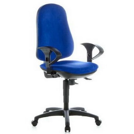 Sedia da ufficio professionale ERGO SYDNEY con rivestimento in tessuto blu, braccioli e rotelle di Topstar