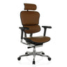 Poltrona di lusso ERGOHUMAN GEN2 in pelle marrone scuro con poggiatesta e base lucidata di hjh OFFICE