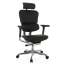 Poltrona di lusso ERGOHUMAN GEN2 in pelle nera con poggiatesta e base cromata di hjh OFFICE