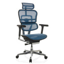 Poltrona di lusso ERGOHUMAN GEN2 con rivestimento in rete blu e base cromata di hjh OFFICE