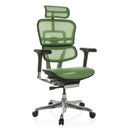 Poltrona di lusso ERGOHUMAN GEN2 con rivestimento in rete verde, poggiatesta e base cromata di hjh OFFICE