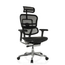 Poltrona di lusso ERGOHUMAN GEN2 con rivestimento in rete nera, seduta in pelle e base cromata di hjh OFFICE