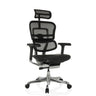 Poltrona di lusso ERGOHUMAN GEN2 con rivestimento in rete nera, seduta in pelle e base cromata di hjh OFFICE