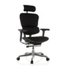 Poltrona di lusso ERGOHUMAN GEN2 con rivestimento in tessuto nero, poggiatesta e struttura in metallo lucido di hjh OFFICE