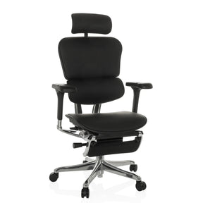 Poltrona di lusso ERGOHUMAN PLUS LEGPRO GEN2 in pelle nera con poggiatesta e poggiapiedi di hjh OFFICE