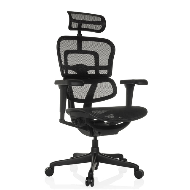 Poltrona di lusso ERGOHUMAN SIGNATURE GEN2 con rivestimento in rete nera e poggiatesta regolabile di hjh OFFICE