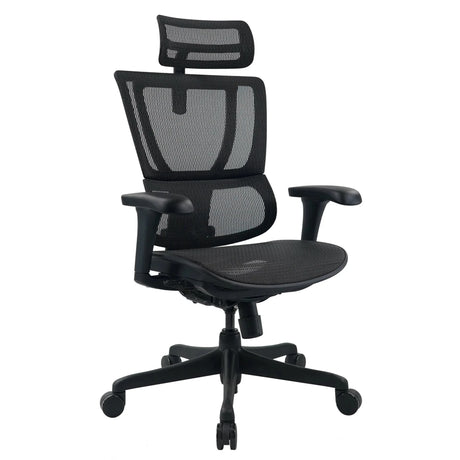 Poltrona di lusso ERGOHUMAN SLIM ECO M GEN2 con rivestimento in rete nera e poggiatesta regolabile di hjh OFFICE