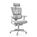 Poltrona di lusso ERGOHUMAN SLIM G GEN2 con rivestimento in rete grigio chiaro, poggiatesta e braccioli di hjh OFFICE