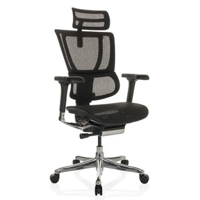 Poltrona di lusso ERGOHUMAN SLIM GEN2 con rivestimento in rete nera e base a stella lucida di hjh OFFICE