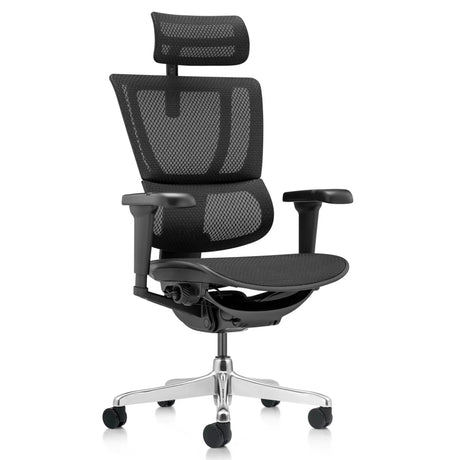 Poltrona di lusso ERGOHUMAN SLIM ULTRA GEN2 con rivestimento in rete nera e poggiatesta di hjh OFFICE