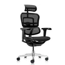 Poltrona di lusso ERGOHUMAN ULTRA GEN2 con rivestimento in rete nera, poggiatesta e base argentata di hjh OFFICE