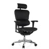 Poltrona di lusso ERGOHUMAN ULTRA L GEN2 con rivestimento in pelle nera, poggiatesta e base lucidata di hjh OFFICE