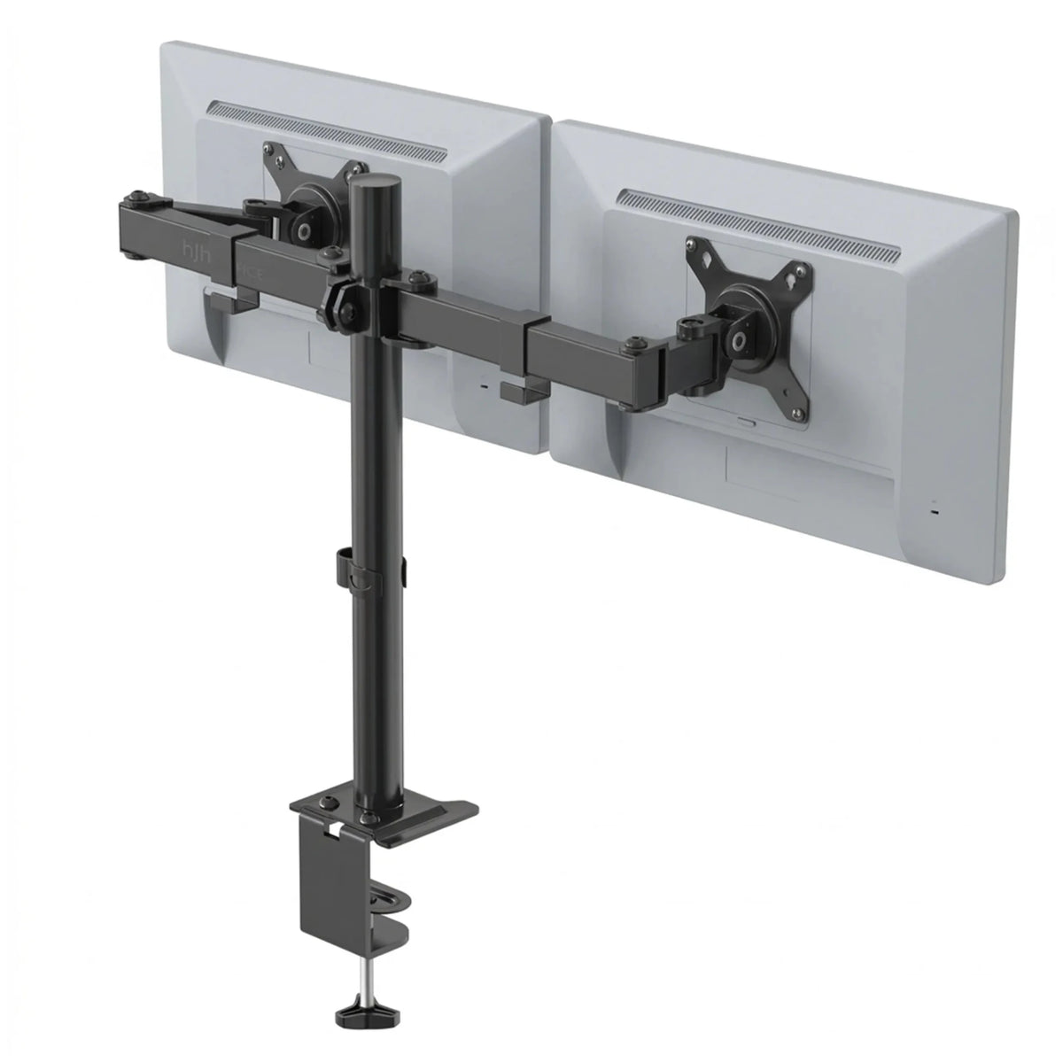 Supporto per monitor nero Ergomount M2 per due schermi con fissaggio al tavolo di hjh OFFICE