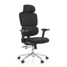 Sedia da ufficio professionale Ergomy F 2 con rivestimento in tessuto nero e base cromata di hjh OFFICE