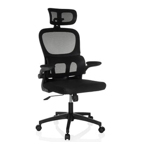 Sedia Home Office ERGOMY FLEX nera con schienale in rete e poggiatesta di MyBuero
