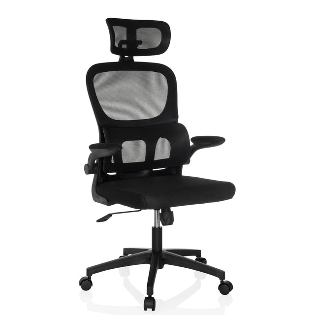 Sedia Home Office ERGOMY FLEX nera con schienale in rete e poggiatesta di MyBuero