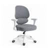 Sedia girevole per bambini Ergomy Kid in grigio con struttura bianca, braccioli e cinque ruote di hjh OFFICE
