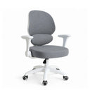 Sedia girevole per bambini Ergomy Kid in grigio con struttura bianca, braccioli e cinque ruote di hjh OFFICE