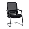 Sedia a sbalzo Ergomy Meet nera con schienale in rete e struttura a slitta cromata di hjh OFFICE