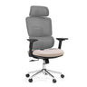 Sedia da ufficio professionale Ergomy Pro con rivestimento in rete grigia, seduta beige e base argentata di hjh OFFICE