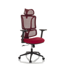 Sedia Home Office ERGOMY con seduta in tessuto rosso e schienale in rete di MyBuero