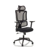 Sedia Home Office ERGOMY nera con rivestimento in rete e poggiatesta di MyBuero