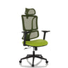 Sedia Home Office ERGOMY con seduta in tessuto verde, schienale in rete e struttura nera di MyBuero