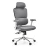 Sedia da ufficio professionale Ergomy WF 2 con rivestimento in tessuto grigio e struttura bianca di hjh OFFICE