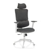 Sedia Home Office ERGOMY WF con rivestimento in tessuto grigio e struttura bianca di MyBuero