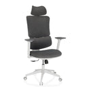 Sedia Home Office ERGOMY WF con rivestimento in tessuto grigio e struttura bianca di MyBuero