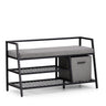 Scarpiera Estha Loft in nero e grigio con cuscino per seduta e scatola portaoggetti di hjh LIVING