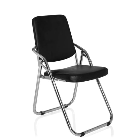 Sedia pieghevole ESTO nera con rivestimento in ecopelle e struttura cromata di hjh OFFICE