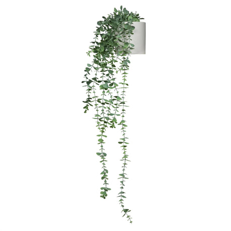 Piante artificiali verdi EUCALYPTUS CLIMB con foglie ricadenti in un vaso bianco di hjh OFFICE