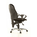 Sedia da ufficio professionale SITNESS 10 nera con braccioli e base a cinque ruote di Topstar – vista a 360° (vista posteriore a tre quarti 120°)