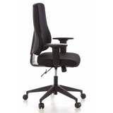 Sedia da ufficio professionale PRO-TEC 100 nera con braccioli e base a cinque ruote di hjh OFFICE – vista a 360° (profilo laterale 80°)