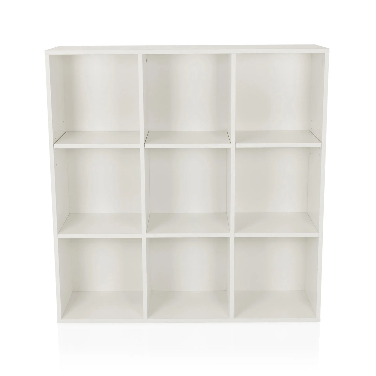 Scaffale BJORKE bianco con nove scomparti quadrati aperti di hjh LIVING – vista a 360° (vista frontale 0°)