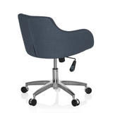 Sedia Home Office SOLAO 100 grigio scuro con scocca imbottita e base a cinque ruote di hjh OFFICE – vista a 360° (vista posteriore a tre quarti 140°)