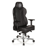 Sedia da gaming GAMEBREAKER COLOSSUS nera con braccioli e base lucida a cinque ruote di hjh OFFICE – vista a 360° (vista frontale a tre quarti 40°)