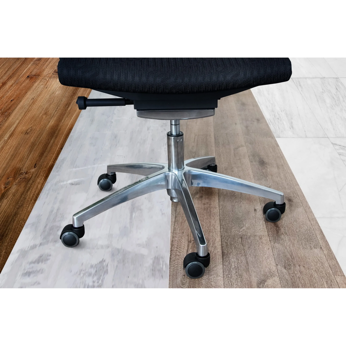 Schwarze Stuhlrollen des Modells 5x ROLO 10mm/50mm für Hartböden mit poliertem Fußkreuz von hjh OFFICE