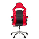Sedia da gaming GAME SPORT PRO rosso-nera con braccioli e base a cinque ruote di MyBuero – vista a 360° (vista frontale 0°)