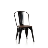 Sedia bistro nera VANTAGGIO COMFORT W con seduta in legno marrone di hjh OFFICE – vista a 360° (vista frontale 20°)