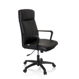 Poltrona professionale LISSO nera con braccioli e base a cinque ruote di hjh OFFICE – vista a 360° (vista frontale a tre quarti 60°)