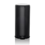 Schwarzer Mülleimer CLEAN STEP mit Deckel und Fußpedal von hjh OFFICE – 360-Grad-Ansicht (Frontansicht 0°)