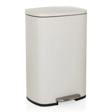 Cestino CLEAN XV beige con coperchio e pedale di hjh OFFICE – vista a 360° (vista frontale a tre quarti 30°)